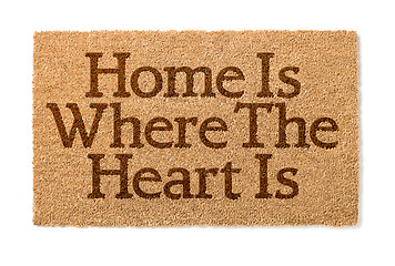 Image showing Home Is Where The Heart Is Welcome Mat On White