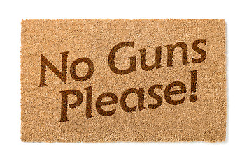 Image showing No Guns Please Welcome Mat On White