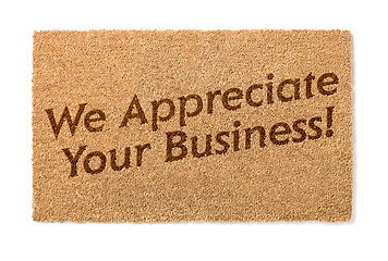 Image showing We Appreciate Your Business Welcome Mat On White