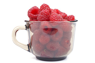 Image showing Raspberry on glass  cup