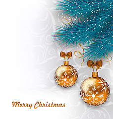 Image showing Christmas Background with Glass Balls and Fir Branches 