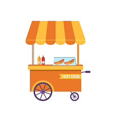 Image showing Flat Icon Cart of Hot Dog Isolated on White Background