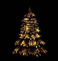 Image showing Golden fir tree christmas  trace fireworks  make shape pine