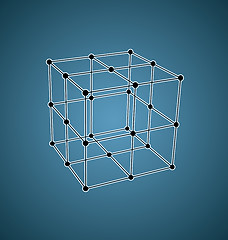 Image showing Wireframe mesh polygonal Cube