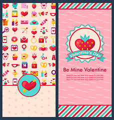 Image showing Set Beautiful Vertical Banners for Happy Valentine\'s Day