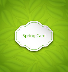 Image showing Spring Card on Eco Pattern with Green Leaves