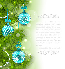 Image showing Christmas Glowing Card with Fir Twigs