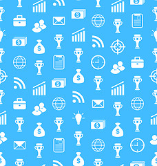 Image showing Seamless Pattern with Flat Business and Financial Icons, Repeating Wallpaper