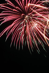 Image showing Colorful fireworks on dark sky