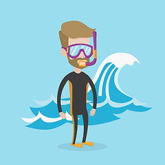 Image showing Young scuba diver vector illustration.