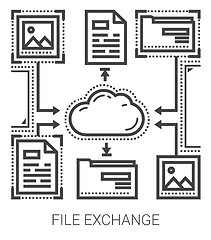 Image showing File exchange line icons.