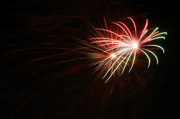 Image showing Colorful fireworks on dark sky