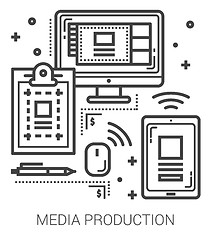 Image showing Media production line icons.