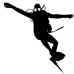 Image showing Black silhouette scuba divers. illustration.