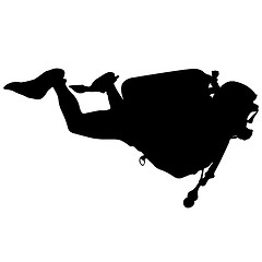 Image showing Black silhouette scuba divers. illustration.