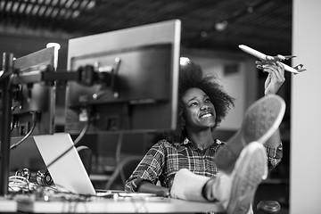 Image showing portrait of a young successful African-American woman in modern 