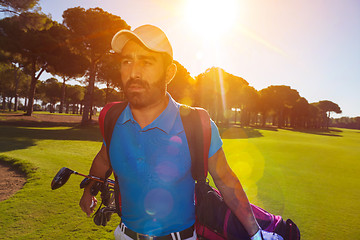 Image showing handsome middle eastern golf player at the course