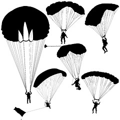 Image showing Set skydiver, silhouettes parachuting illustration