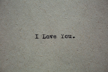 Image showing Message I love you printed on typewriter