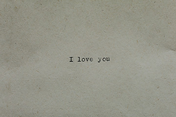 Image showing Message I love you printed on typewriter