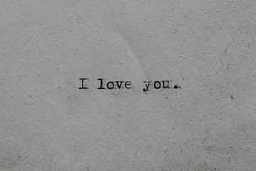 Image showing Message I love you printed on typewriter