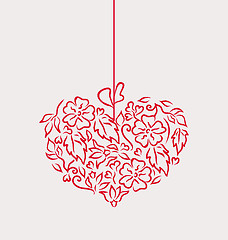 Image showing Ornamental heart in hand drawn style for Valentine Day, isolated