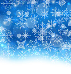 Image showing Winter Blue Background with Snowflakes