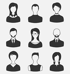 Image showing Set business people, different male and female user avatars isol