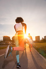 Image showing multiethnic group of people on the jogging