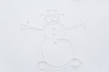 Image showing snowman drawing on snow surface