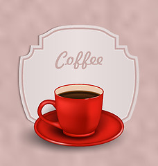 Image showing Vintage Background with Cup of Coffee and Label Menu