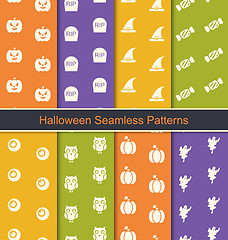 Image showing Set Seamless Abstract Patterns with Halloween Symbols