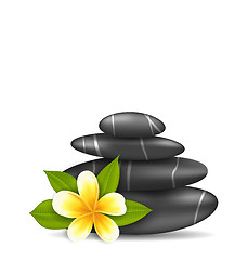 Image showing  Frangipani Flower (plumeria) and Pyramid Zen Spa Stones, Isolat