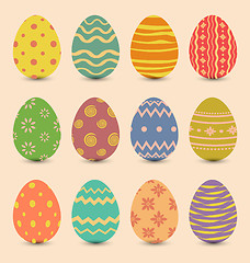 Image showing  Easter set old ornamental eggs with shadows