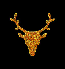 Image showing Symbol Xmas Deer head made from golden particles
