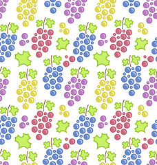 Image showing Seamless Pattern with Colorful Bunches of Grape