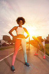 Image showing multiethnic group of people on the jogging