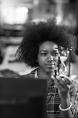 Image showing portrait of a young successful African-American woman in modern 