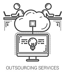 Image showing Outsourcing services line icons.