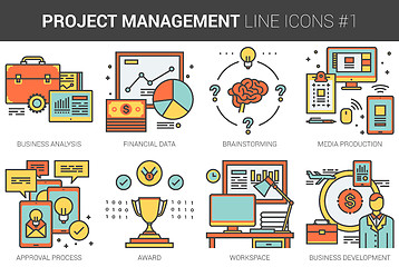 Image showing Project management line icon set.