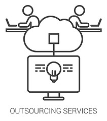 Image showing Outsourcing services line infographic.