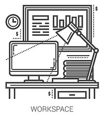 Image showing Workplace line icons.