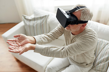 Image showing old man in virtual reality headset or 3d glasses