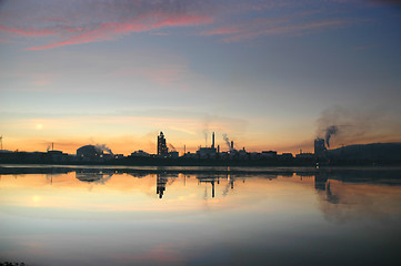 Image showing Factory in sundown