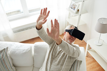 Image showing old man in virtual reality headset or 3d glasses