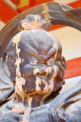 Image showing Face of Ungyo statue at Fushimi Inari Taisha, Kyoto