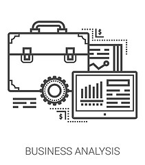 Image showing Business analysis line icons.