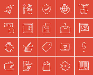 Image showing Shopping sketch icon set.