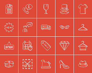 Image showing Shopping sketch icon set.