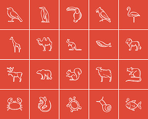 Image showing Animals sketch icon set.